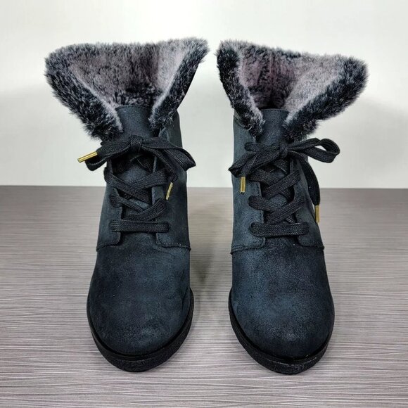 Cole Haan Coralie Wedge Bootie, Black Waterproof Suede, Womens Size 8 & 10 B - Picture 3 of 10